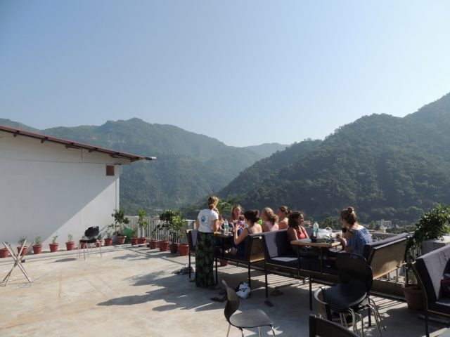 Terrace-with-Students at Yoga Institute