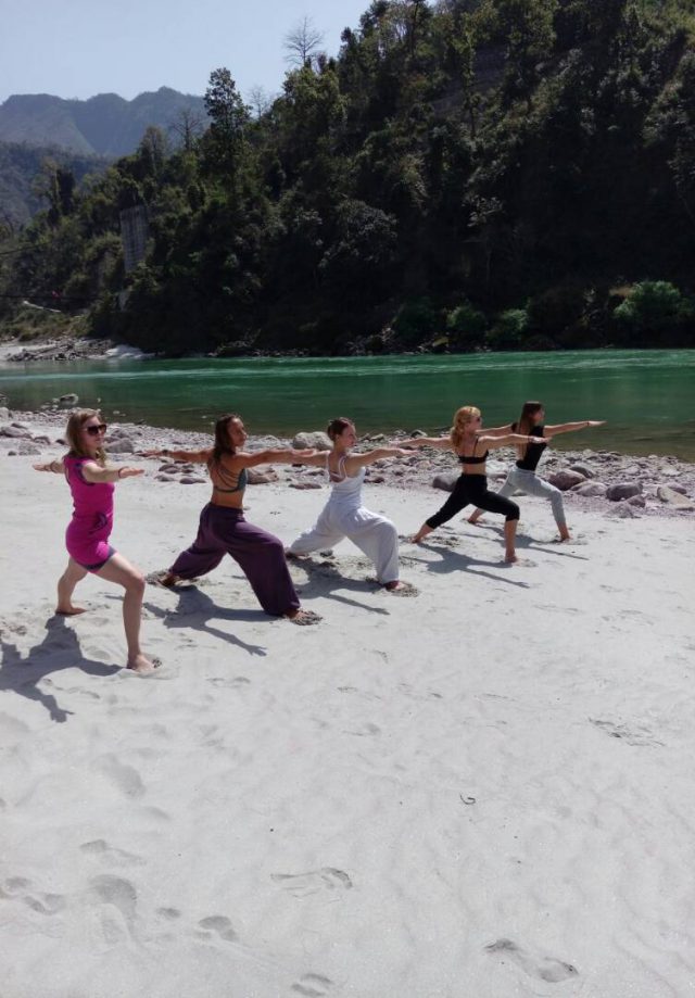 Yoga Practices on Sand