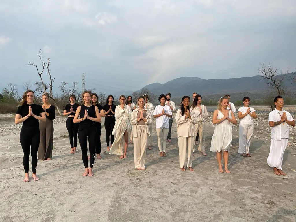 Morning yoga practice featuring Surya Namaskar Sun Salutation poses