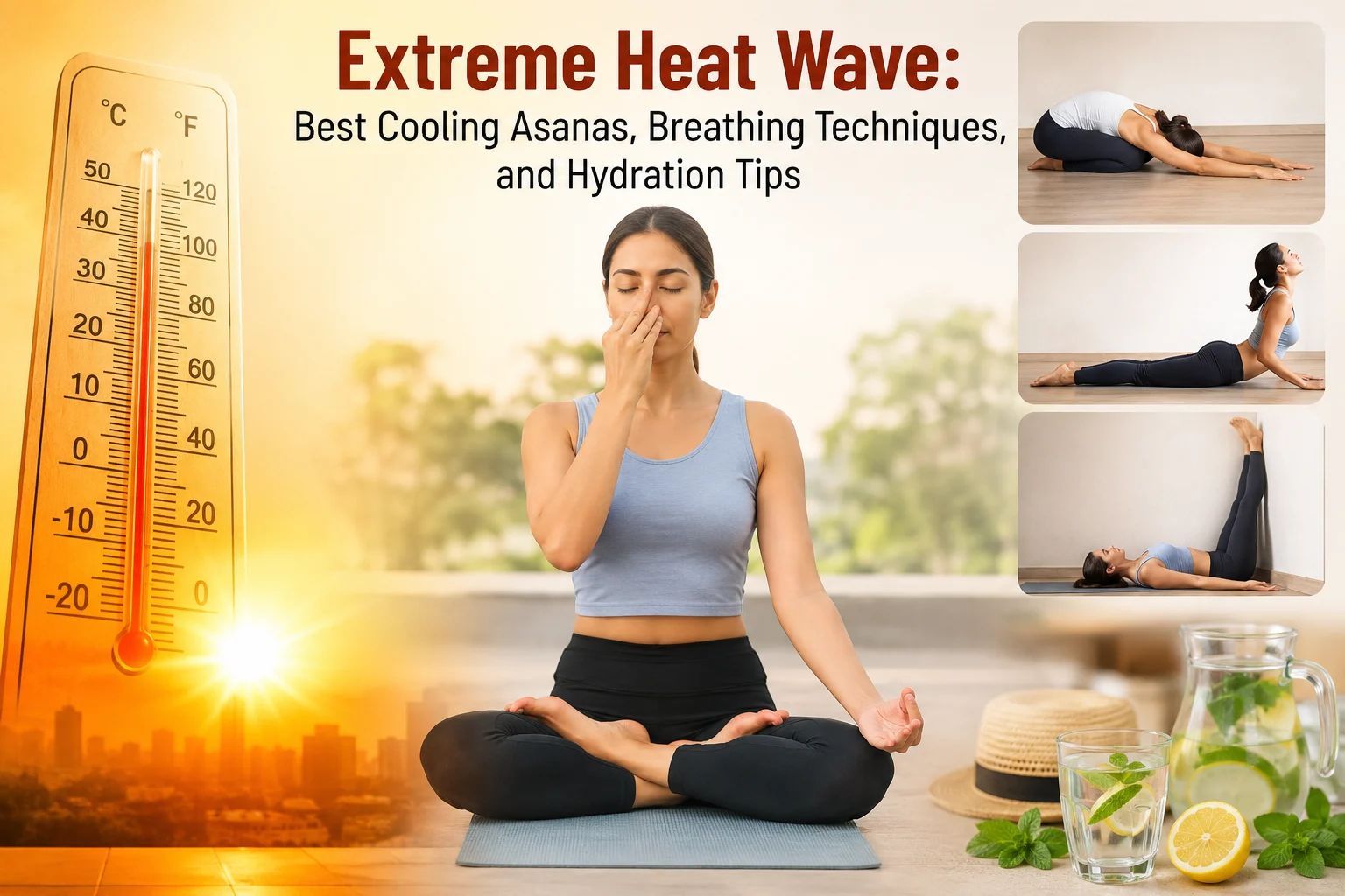 extreme heat wave precautions with yoga asanas